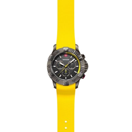 Montre homme chronographe quartz wenger seaforce silicone jaune 01.0643.129 – montres suisses