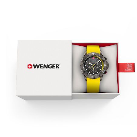 Montre homme chronographe quartz wenger seaforce silicone jaune 01.0643.129 – montres suisses