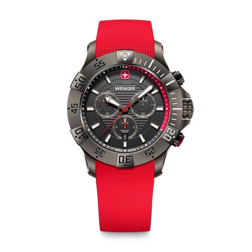 Montre Homme Chronographe Quartz WENGER Seaforce Silicone Rouge 01.0643.128