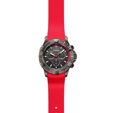 Montre homme chronographe quartz wenger seaforce silicone rouge 01.0643.128 – montres suisses
