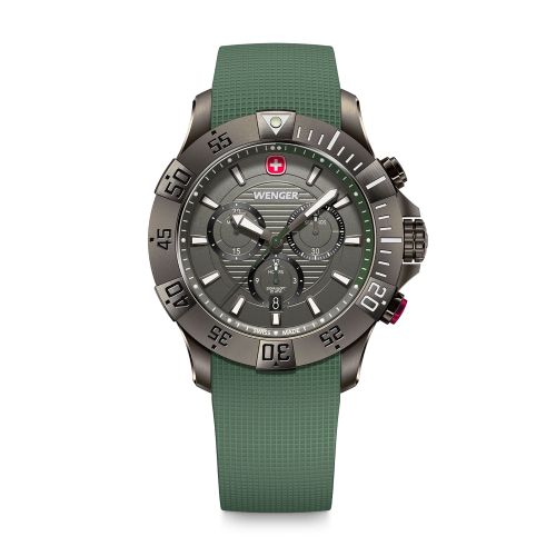 Montre Homme Chronographe Quartz WENGER Seaforce Silicone Vert 01.0643.127