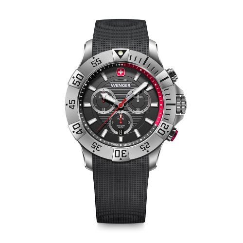 Montre Homme Chronographe Quartz WENGER Seaforce Silicone Noir 01.0643.122