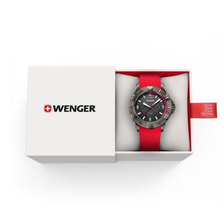 Montre homme quartz wenger seaforce silicone rouge 01.0641.144 – montres suisses