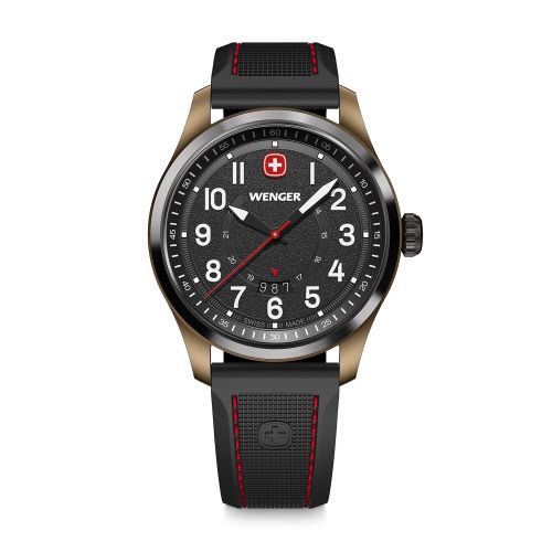Montre Homme Quartz WENGER Terragraph Silicone Noir 01.0541.124