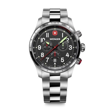 Montre homme chronographe quartz wenger terragraph acier gris 01.0543.111 – montres suisses