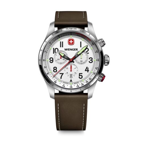Montre Homme Chronographe Quartz WENGER Terragraph Cuir Marron 01.0543.109