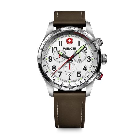 Montre homme chronographe quartz wenger terragraph cuir marron 01.0543.109 – montres suisses