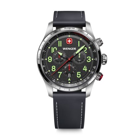 Montre homme chronographe quartz wenger terragraph cuir noir 01.0543.110 – montres suisses