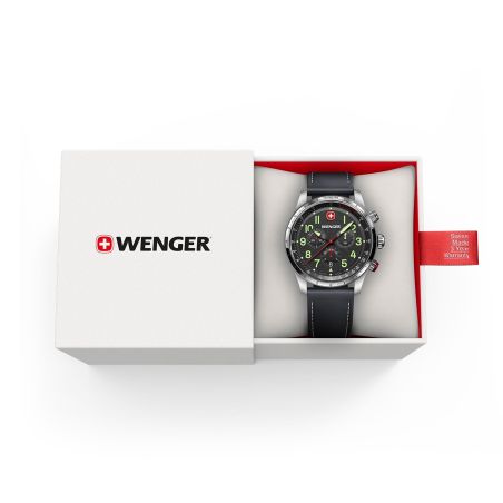 Montre homme chronographe quartz wenger terragraph cuir noir 01.0543.110 – montres suisses