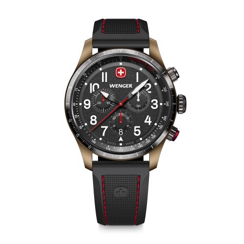 Montre Homme Chronographe Quartz WENGER Terragraph Silicone Noir 01.0543.113
