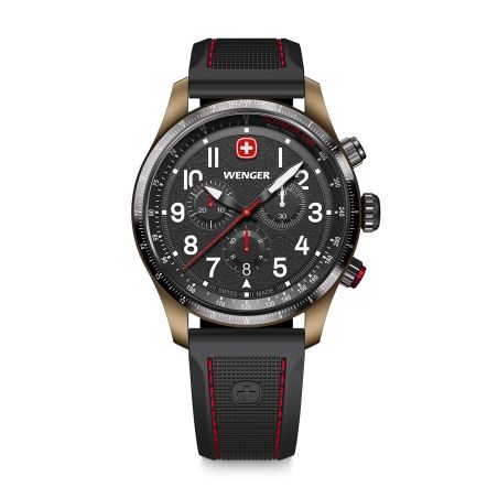 Montre homme chronographe quartz wenger terragraph silicone noir 01.0543.113 – montres suisses