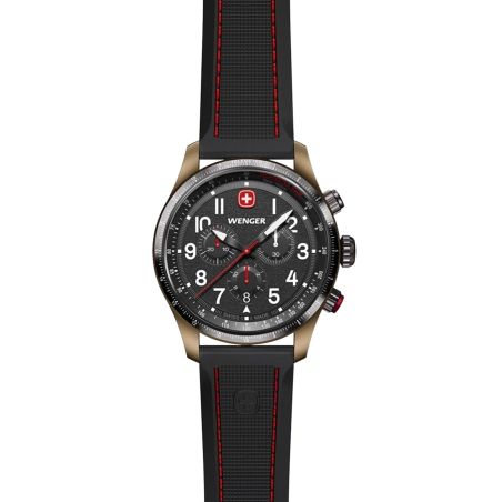 Montre homme chronographe quartz wenger terragraph silicone noir 01.0543.113 – montres suisses