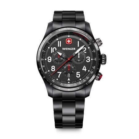 Montre homme chronographe quartz wenger terragraph acier noir 01.0543.117 – montres suisses