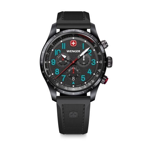 Montre Homme Chronographe Quartz WENGER Terragraph Silicone Noir 01.0543.116