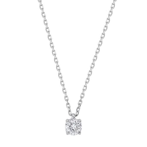 Collier Femme Solitaire EDORA OR 9 Carats Blanc et Diamant de Synthèse 0,30 ct EDOCOL/463.30.G.5.9