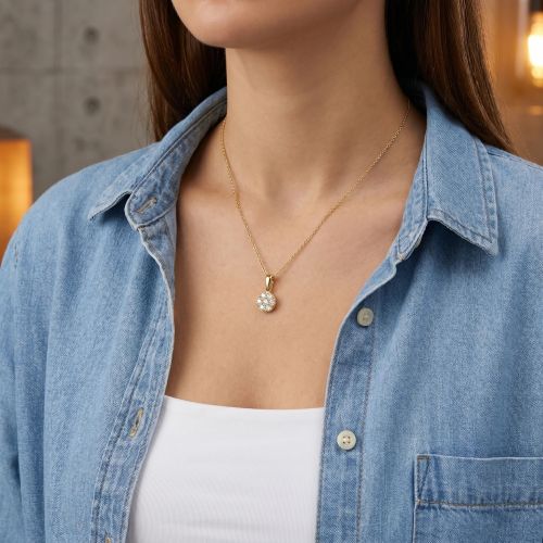 Collier Femme EDORA OR 9 Carats jaune et Diamants de Synthèse 0,25 ct EDOCOL/152.07.J.5.9