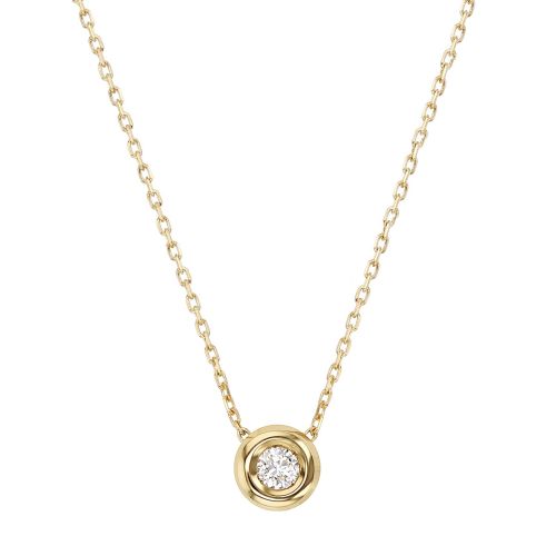 Collier Femme Solitaire EDORA OR 9 Carats jaune et Diamant de Synthèse 0,07 ct EDOCOL/152.07.J.5.9
