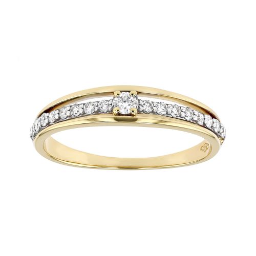 Bague Femme Solitaire Accompagné EDORA OR 9 Carats Jaune et Diamants de Synthèse 0,27ct EDOB2/1206.27.JG.5.9
