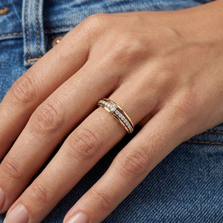 Bague Femme Solitaire Accompagné EDORA OR 9 Carats Jaune et Diamants de Synthèse 0,27ct EDOB2/1206.27.JG.5.9