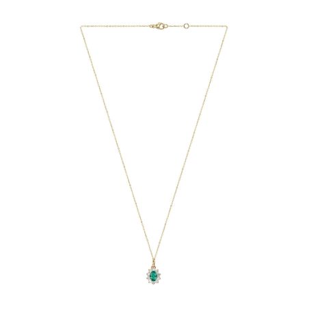 Collier femme edora or 9 carats jaune émeraude de synthèse et diamants de synthèse 0,40 ct edocol/750.ems.40.j.5.9 – colliers diamant de synthèse