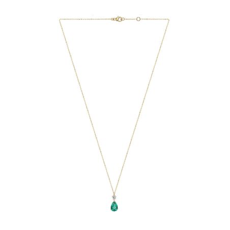 Collier femme edora or 9 carats jaune émeraude de synthèse 0,91 ct et diamant de synthèse 0,10 ct edocol/004.ems.10.j.5.9 – colliers diamant de synthèse