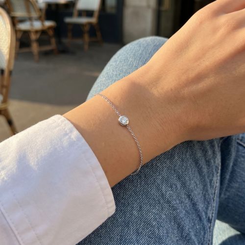 Bracelet Femme EDORA OR 9 Caratss Blanc et Diamant 0,12 ct EDOBR/153.12.G.5.9