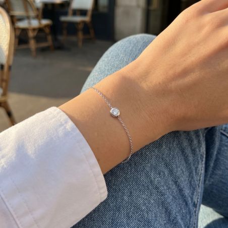 Bracelet Femme EDORA OR 9 Caratss Blanc et Diamant 0,12 ct EDOBR/153.12.G.5.9