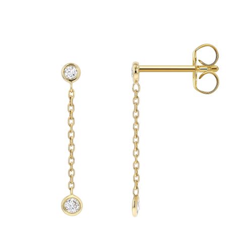 Boucles d'oreilles Femme Pendantes EDORA OR 9 Caratss jaune et Diamants 0,14 ct EDOBO/557.14.J.5.9