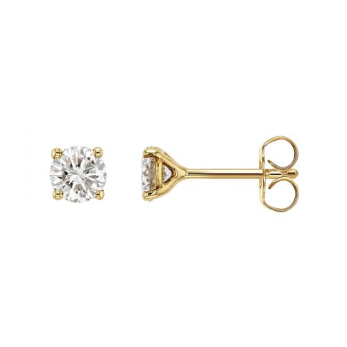 Boucles d'oreilles Femme Puces EDORA OR 9 Caratss jaune et Diamants 0,60 ct EDOBO/303.30.J.5.9