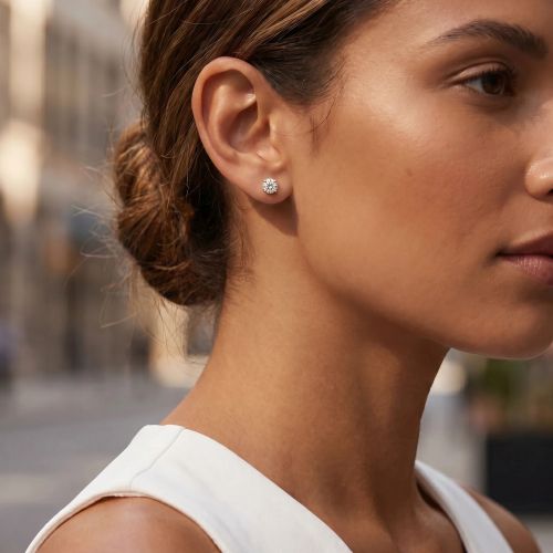 Boucles d'oreilles Femme Puces EDORA OR 9 Caratss jaune et Diamants 0,60 ct EDOBO/303.30.J.5.9