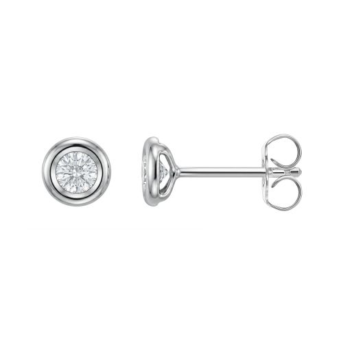 Boucles d'oreilles Femme Puces EDORA OR 9 Caratss Blanc et Diamants 0,24 ct EDOBO/004.12.G.5.9