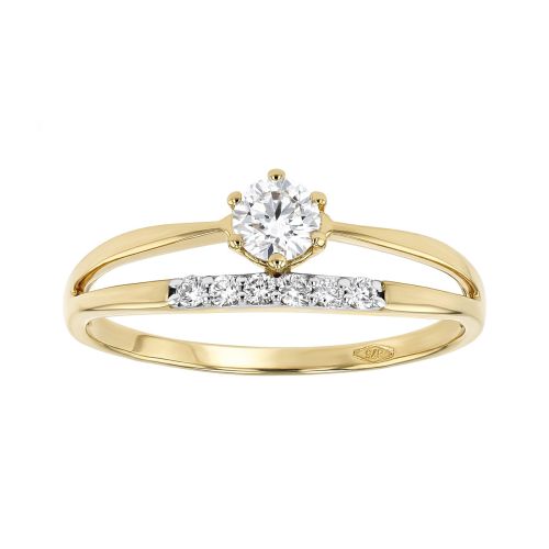 Bague Femme Solitaire Accompagné EDORA OR 9 Caratss Jaune et diamant 0,33 ct EDOB2/1215.33.BIC.5.9