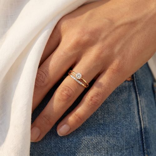 Bague Femme Solitaire Accompagné EDORA OR 9 Caratss Jaune et diamant 0,33 ct EDOB2/1215.33.BIC.5.9