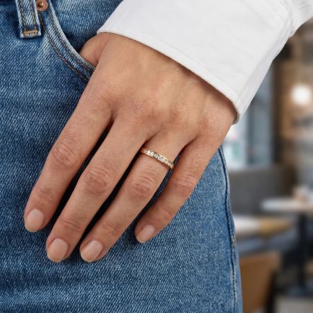 Bague Femme Alliance EDORA OR 9 Caratss Jaune et diamants 0,27 ct EDOB6/004.03.J.5.9