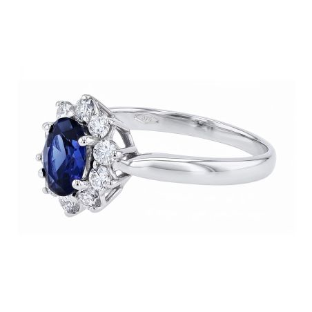Bague femme entourage edora or 9 caratss blanc, saphir de synthèse et diamants de synthèse 0,50 ct edob7/002.sas.50.g.5.9 – bagues diamant de synthèse