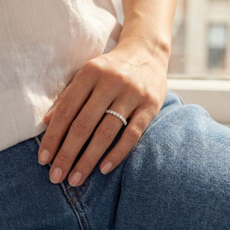 Bague Femme Alliance EDORA OR 9 Caratss Blanc et diamants 0,35 ct EDOB6/G35.04.G.5.9