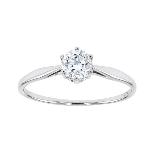 Bague Femme Solitaire EDORA OR 9 Caratss Jaune et Diamant De Synthèse 0,25 ct EDOB2/085.25.J.5.9