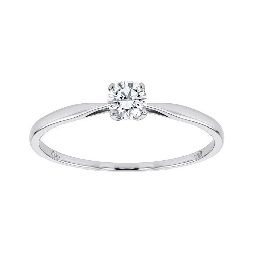Bague Femme Solitaire EDORA OR 9 Caratss Blanc et Diamant De Synthèse 0,20 ct EDOB2/912.20.G.5.9