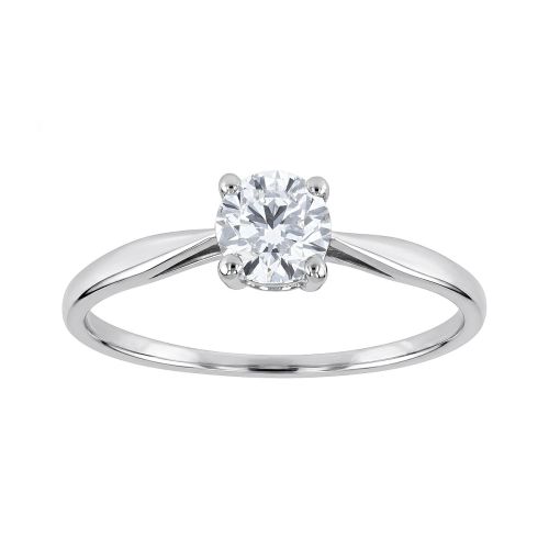 Bague Femme Solitaire EDORA OR 9 Caratss Blanc et Diamant De Synthèse 0,50 ct EDOB2/914.50.G.5.9