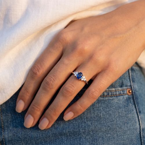 Bague Femme EDORA ARGENT et Pierre de Synthèse Bleue EDO70100806