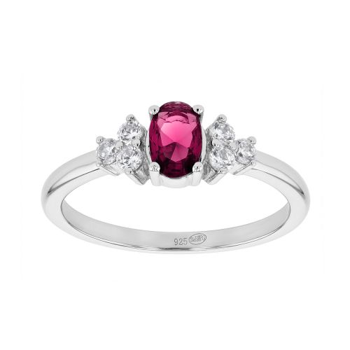 Bague Femme Solitaire Accompagné ARGENT 925/1000 et Spinelle Rouge EDO70100808
