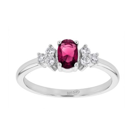 Bague femme solitaire accompagné argent 925/1000 et spinelle rouge edo70100808 – solitaires femme