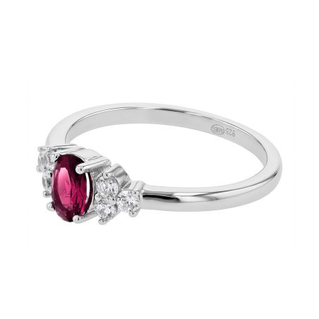 Bague femme solitaire accompagné argent 925/1000 et spinelle rouge edo70100808 – solitaires femme