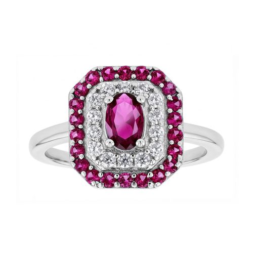 Bague Femme Entourage EDORA ARGENT 925/1000 Spinelles Rouges et Oxydes EDO70100892