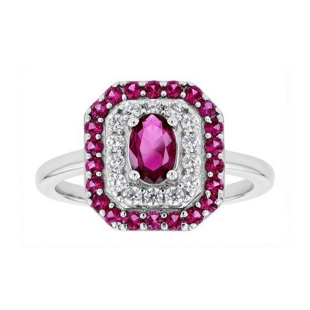 Bague femme entourage edora argent 925/1000 spinelles rouges et oxydes edo70100892 – bagues femme