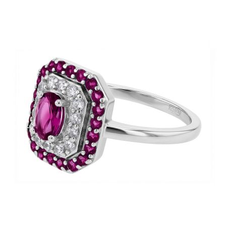 Bague femme entourage edora argent 925/1000 spinelles rouges et oxydes edo70100892 – bagues femme