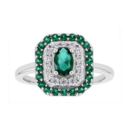 Bague femme entourage edora argent 925/1000 spinelles vertes et oxydes edo70100893 – bagues femme
