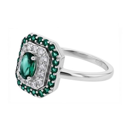 Bague femme entourage edora argent 925/1000 spinelles vertes et oxydes edo70100893 – bagues femme