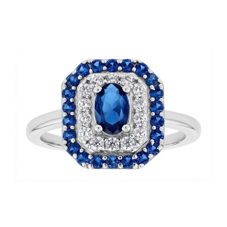 Bague femme entourage edora argent 925/1000 spinelles bleues et oxydes edo70100894 – bagues femme
