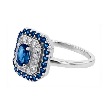 Bague femme entourage edora argent 925/1000 spinelles bleues et oxydes edo70100894 – bagues femme